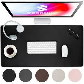 Sidorenko Schreibtischunterlage 80x40cm abwaschbar in schwarz - Tischunterlage aus PU- Leder - Schreibtisch Unterlage für Büro - rutschfeste Desk Mat, Mousepad, Mauspad, Schreibtischmatte groß