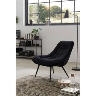 SalesFever Relaxsessel Toulon Polyester/Samt 76 x 85,6 x 85,6 cm Schwarz mit Kissen