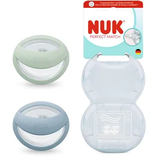 NUK Perfect Match Baby Schnuller | 0-6 Monate | Stillfreundlich, Orthodontische Schnuller | 95% Akzeptanz bei Babys** | Grün/Blau | 2 Stück