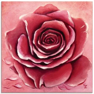 Artland Glasbild »Rote Rose handgemalt«, Blumen, (1 St.), in verschiedenen Größen, rot