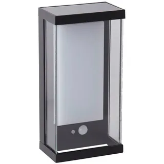 Solarleuchte , Schwarz, Weiß , Metall, Glas , rechteckig , 25.3x25.3x12.6 cm , IR Bewegungsmelder , Dekoration, Gartendeko