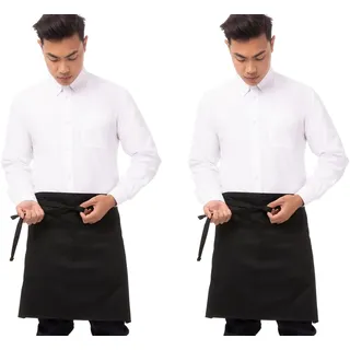 Chef Works Unisex halbe Bistroschürze, Schwarz, 2 Stück, Einheitsgröße