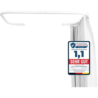 Sasko Duschvorhangstange Duschstange Ecke U-Form Duschvorhang Weiß hergestellt w Polsce - Aluminium Stabile für Vorhang für Badewanne & Dusche 70x160x70 cm Ohne Deckenhalterung