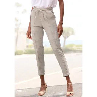 Jogger Pants VIVANCE "aus bequemen Stretchstoff", Damen, Gr. 40, N-Gr, beige (beige, rosa kariert), Stoff, Obermaterial: 79% Polyester, 19% Viskose, 2% Elasthan, kariert, figurumspielend knöchelfrei, Hosen Jogger Pants, mit Karomuster, Schlupfhose, enge Passform, casual-chic, Sommerhose