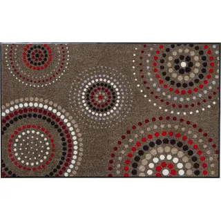 Erwin Müller Fußmatte Ludwigshafen, Schmutzfangmatte, Sauberlaufmatte Kreise braun/rot Größe 40x60 cm - rutschfest, pflegeleicht, für Fußbodenheizung geeignet (weitere Farben, Größen)