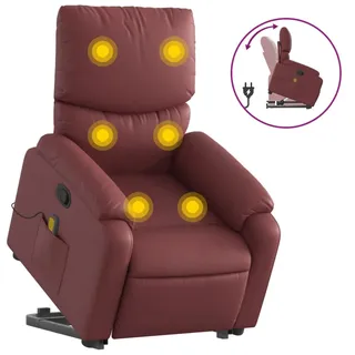 Massagesessel mit Aufstehhilfe Weinrot Kunstleder - Rot