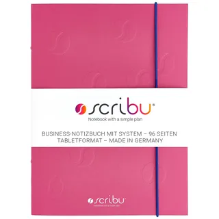 scribu Business Notizbuch mit System - Planer für Aufgaben, Projekte & Prioritäten | GTD, Eisenhower, Bullet Journal | 96 Seiten, Soft Cover | Tablet Format | Euphoric Pink - Singlepack