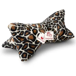 Navango® Leseknochen mit Tiermuster in Giraffen Optik | Buchstütze mit kuschelweichem Bezug | ca. 40 x 18 cm | Nackenkissen bei 30° Waschbar | Universelles Buch Kissen | Nackenrolle Tablet Stütze