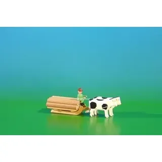 Miniaturen Klötzerschlitten mit Kutscher natur BxH 9x3,5cm NEU