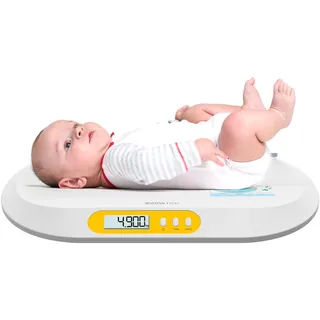 BabyScale Digitale Babywaage. LCD-Hintergrundbeleuchtung. Tara- und Hold-Funktion. Integriertes Längenmaß. Kapazität bis 20 kg (44 lb). Misst in Pfund, Kilo und Unzen. Batterien inklusive.