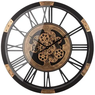 Casablanca Wanduhr Setoria - rund - Ø 68cm - Zahnradmotiv - goldfarben/schwarz - Kunststoff/MDF/Metall - Batterien in der Lieferung Nicht enthalten