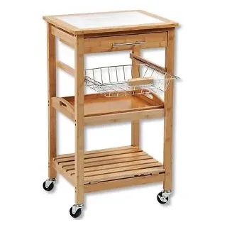 KESPER Servierwagen Bambus, Keramik, 48x81x38 cm, Braun, Weiß