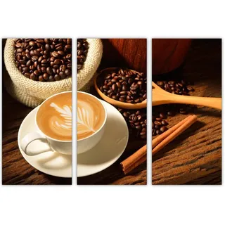 AREDE 3er Set Wandkunst Gemälde Bild Poster Kaffee | 90 x 60 cm | Wandbilder Wanddekoration Home Office Wohnzimmer Schlafzimmer Dekoration | Fertig zum Aufhängen