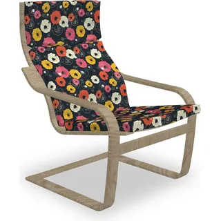 ABAKUHAUS Blumen Poäng Sessel Polster, Bunte Frühlings-Blüte, Sitzkissen mit Stuhlkissen mit Hakenschlaufe und Reißverschluss, Mehrfarbig
