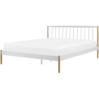 Beliani Metallbett 160 x 200 cm Weiß/Braun