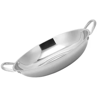 Garneck Edelstahl Wok 2Er Set Mit Doppelgriff Kleiner Heißer Topf Für Camping Und Küche Rostfreier Stahl Kochtopf Mit Anti-Hitzeschutz Leicht Zu Reinigen Und Platzsparend