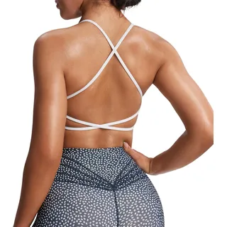 Aoxjox Damen Workout Sport BH Fitness rückenfrei Gepolstert Ivy Low Impact BH Yoga Crop Tank Top, Weiss/opulenter Garten, small