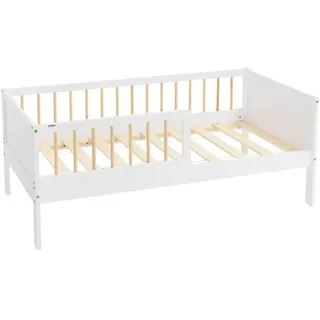 ML-Design Kinderbett 70 x 140 cm Kiefer massiv weiß/natur
