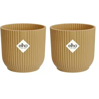 elho Vibes Fold Rund Mini 11 Pflanzentopf - Blumentopf für Innen - 100% recyceltem Plastik - Ø 11.1 x H 10.5 cm - Gelb/Buttergelb (Packung mit 2)