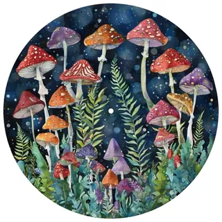 craspire Plattenspielermatte Pilzpflanze 12 Zoll Plattentellermatte Schallplattenauflage Plattenteller Slipmat Antistatische Anti Rutsch Filz Plattenteller Slipmat Schutzmatte Für Heimplattenspieler