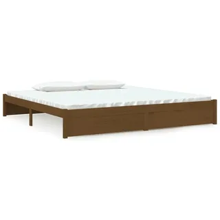 vidaXL Massivholzbett Honigbraun 200x200 cm - Braun