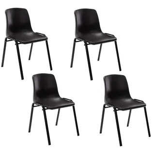 CLP 4er Set Stapelstuhl Nowra Kunststoff stapelbar und mit modernem Design,schwarz - Schwarz