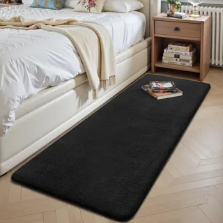 Sour Lemon Teppich Wohnzimmer Schwarz Teppich Schlafzimmer 60x120 cm Kurzflor Waschbar rutschfest Flauschig Teppiche Gegend Läufer Teppiche Carpet für Jugendzimmer Kinderzimmer