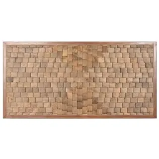 DRW Kopfteil für Bett, 150-180 cm, moderner 3D-Stil, aus braunem Mangoholz, 180 x 5 x 90 cm