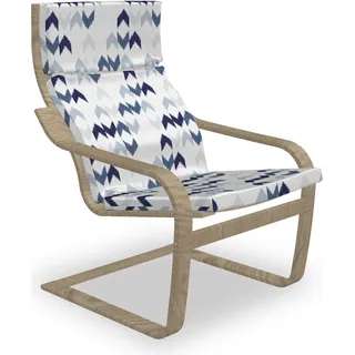 ABAKUHAUS Marine Poäng Sessel Polster, Ikat Chevron-Zickzack, Sitzkissen mit Stuhlkissen mit Hakenschlaufe und Reißverschluss, Lila Schiefer-Blau Weiß - Weiß