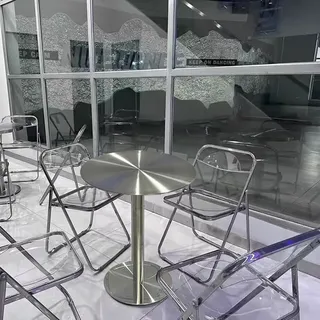 Sitzgruppe, Gewerbliche Tische und Stühle, Tischgarnitur, Gewerbliche Möbel, 5-teiliges Set: 1 runder Tisch (50 cm) + 4 Stühle Transparent/ZYTZ50TM/ - Transparent