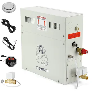 CGOLDENWALL 6KW Sauna Dampfgenerator 220V für Haus und Gewerbe, Sauna/Dusche/Bad/SPA, mit Automatischer Entwässerung, LED-Digital-Regler für 6 m3 Raum- Automatischer Thermostat 35-55°C