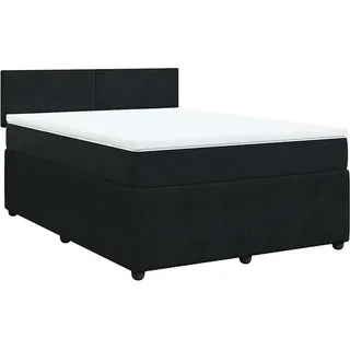 vidaXL Boxspringbett mit Matratze Schwarz 140x190 cm Samt - Schwarz