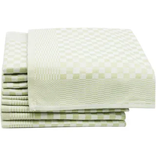 ZOLLNER 10er Set Geschirrtücher Baumwolle in 46x70 cm - super saugstarke und robuste Küchentücher – waschbar bis 60°C – in grün kariert - Gastronomiequalität - Oeko Tex® Zertifiziert