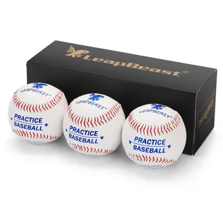 LeapBeast Professionelle Baseballs 9 Inch, 3pieces Handgenäht Baseballs, Hartholz/Weiche Gummikern Basebälle für Erwachsene, Jugendtraining, Professionelle Baseballspiele (Weicher Ball)