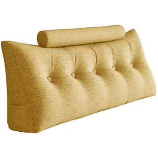 Vercart Keilkissen mit einem runden Kissen 2er-Set Leinen gelb 160cm , Gelb , Textil , Mode , Füllung: Polyester , 20x160 cm , Ce , Heimtextilien, Wohntextilien, Kissen, Rückenkissen