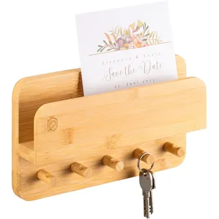 eluno Schlüsselbrett, Bambus , Braun , Holz , 26x15x5.5 cm , Garderobe, Schlüsselkästen & Schlüsselboards