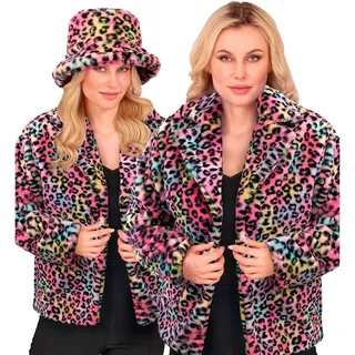 w widmann milano party fashion - Damen Kunstfell-Jacke, flauschiger Pelz, Plüschjacke, Kostüm, Party Outfit für Karneval & Festival