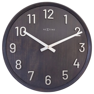 NeXtime Große Wanduhr, 50 cm, Silencieux-Schwarz/Holz/Metall