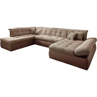 DOMO collection Wohnlandschaft »Moric«, im XXL-Format, wahlweise mit Bettfunktion und Armlehnenverstellung, inklusive loser Zierkissen, frei im Raum stellbar