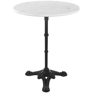 Butlers Gartentisch Castello , Schwarz, Weiß , Metall, Stein , 60x71x60 cm , Gartenmöbel, Gartentische