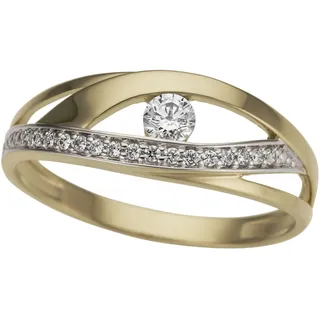 FIRETTI "Schmuck Geschenk Gold 333 bicolor, zweifarbig, verschlungene Optik" mit Zirkonia (synth.), gelbgoldfarben, weißgoldfarben, kristallweiß),