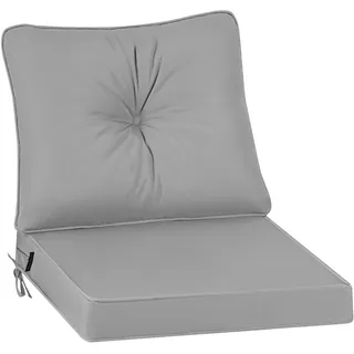 PRIMEPATIO Stuhlkissen Outdoor mit Bändern, wasserdichte Schaumstoff Sitzkissen, Lounge Sitzpolster Balkon und Gartenmöbel-Kissen, Loungekissen Gartenpolster Auflagen für Rattanmöbel, 50X50, Hellgrau