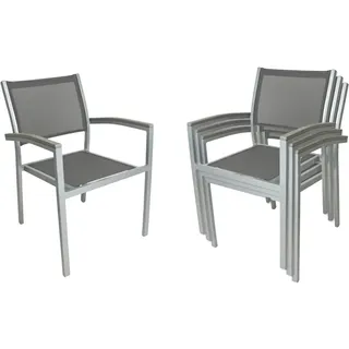 Garden Pleasure GRACE Stapelstuhl 55 x 55 x 86 cm grau 4 St.