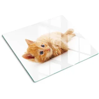 Tulup Glasplatte 60x52 cm Rote Katze , Bernsteinfarben , Glas , 60x52 cm , Küchenzubehör, Schneidebretter