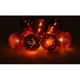 Lichterkette aus Christbaumkugeln - 230 cm - 10 LED Baumkugeln in rot - Weihnachts Deko Beleuchtung Tannenbaum Kugeln - Rot