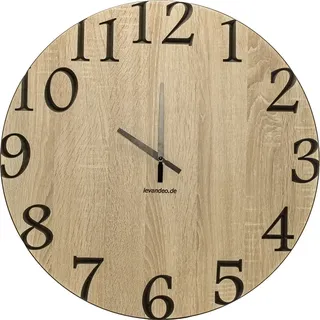 Wand-Uhr Holz 60cm Sonoma Eiche klassisch Marke