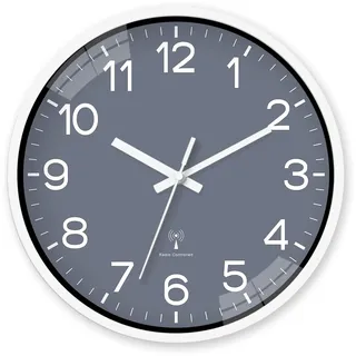 Constantplanet 8 Zoll Funk Wanduhr Grau Batteriebetrieben