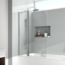Bild von Duschtrennwand für Badewanne 100x140 cm, Duschwand für Badewanne Duschwand Badewannen, Duschabtrennung Badewanne 6mm Sicherheitsglas Badewannenaufsatz