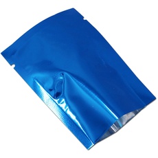 WACCOMT Pack 200 Stück Farbig Mylar Folie Obere Öffnung Versiegelbare Beutel Vakuum Heißsiegelbeutel für Lebensmittel Verpackungen mit Reißkerben (Blau, 8x12cm (3.1x4.7 inch))