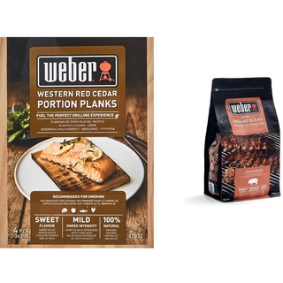 Weber 17832 Räucherbretter aus Zedernholz 11x15 cm, 4 Stück, Räuchern, Aroma, Grillen 17664 Räucherchips für Schweinefleisch, 700g, Räuchern, Aroma, Grillen, 30.5 x 27.2 x 15.2 cm